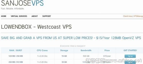 SANJOSEVPS:$15/年OpenVZ 128MB/256MB/15GB/500GB San Jose(圣何塞)-国外主机分享