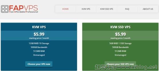 FAPVPS:$4.19/月KVM-512MB/12GB/500GB 北卡-国外主机分享