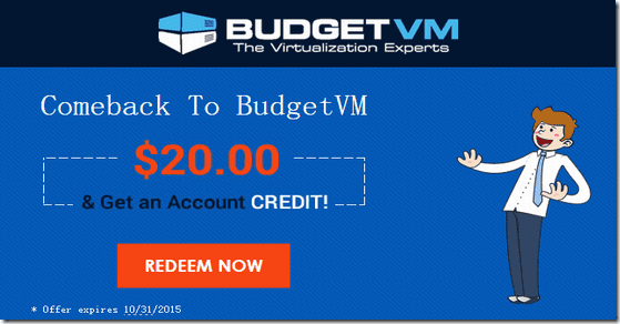 BudgetVM：$20 Account Credit With Purchase of VPS-国外主机分享