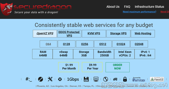 SecureDragon:大硬盘VPS(250GB)每月2.99美元起-国外主机分享