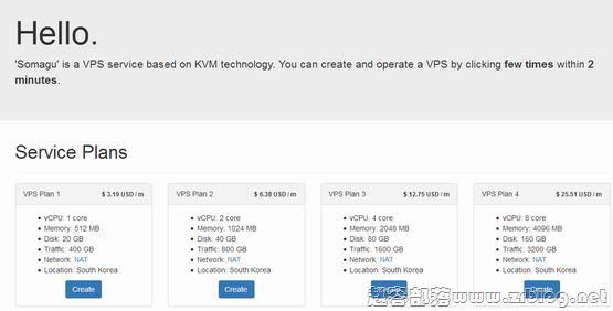 [共享IP]Somagu：$3.18/月KVM-512MB/20GB/400GB 韩国-国外主机分享