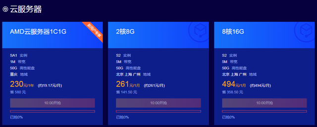 腾讯云秒杀活动再起/每日两场/云服务器1C1G年付230元-国外主机分享
