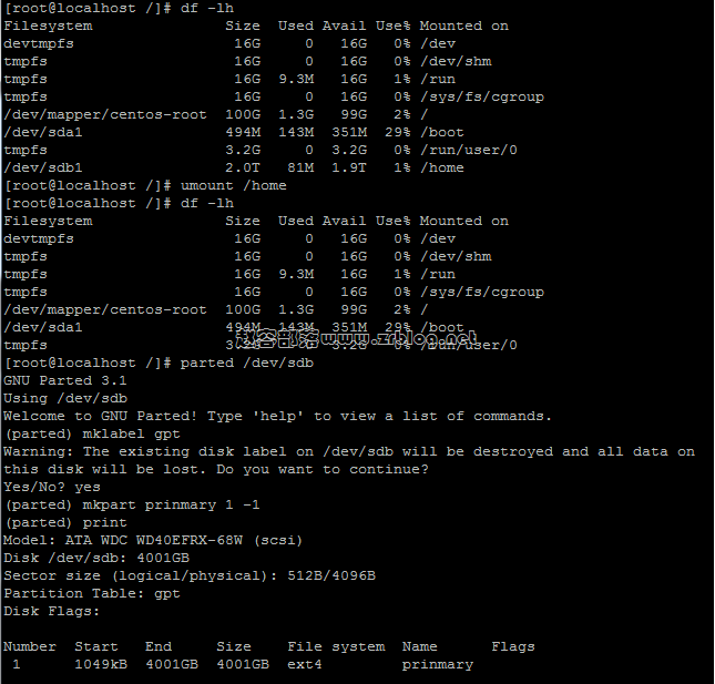 CentOS7挂载4TB磁盘-国外主机分享