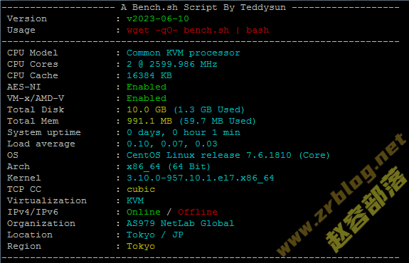 HostYun日本东京(软银+CMI)VPS简单测试-国外主机分享