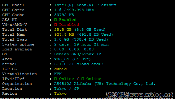CLAWCLOUD促销年付日本VPS简单测试-国外主机分享