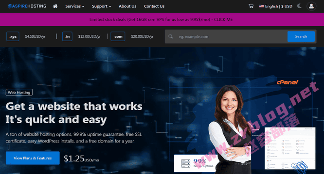 AspireHosting:$4.95/月-四核/8GB/100GB SSD/3TB@1Gbps/迈阿密&德国机房-国外主机分享