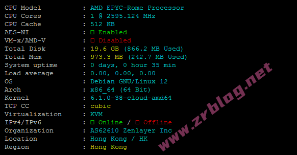 zenlayer香港BGP线路云服务器简单测试,10Gbps大带宽-国外主机分享