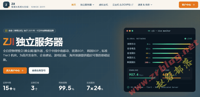 [6.18]ZJI：限定服务器月付8折/年付7折,全场服务器季付送1个月,湖南移动/香港机房-国外主机分享
